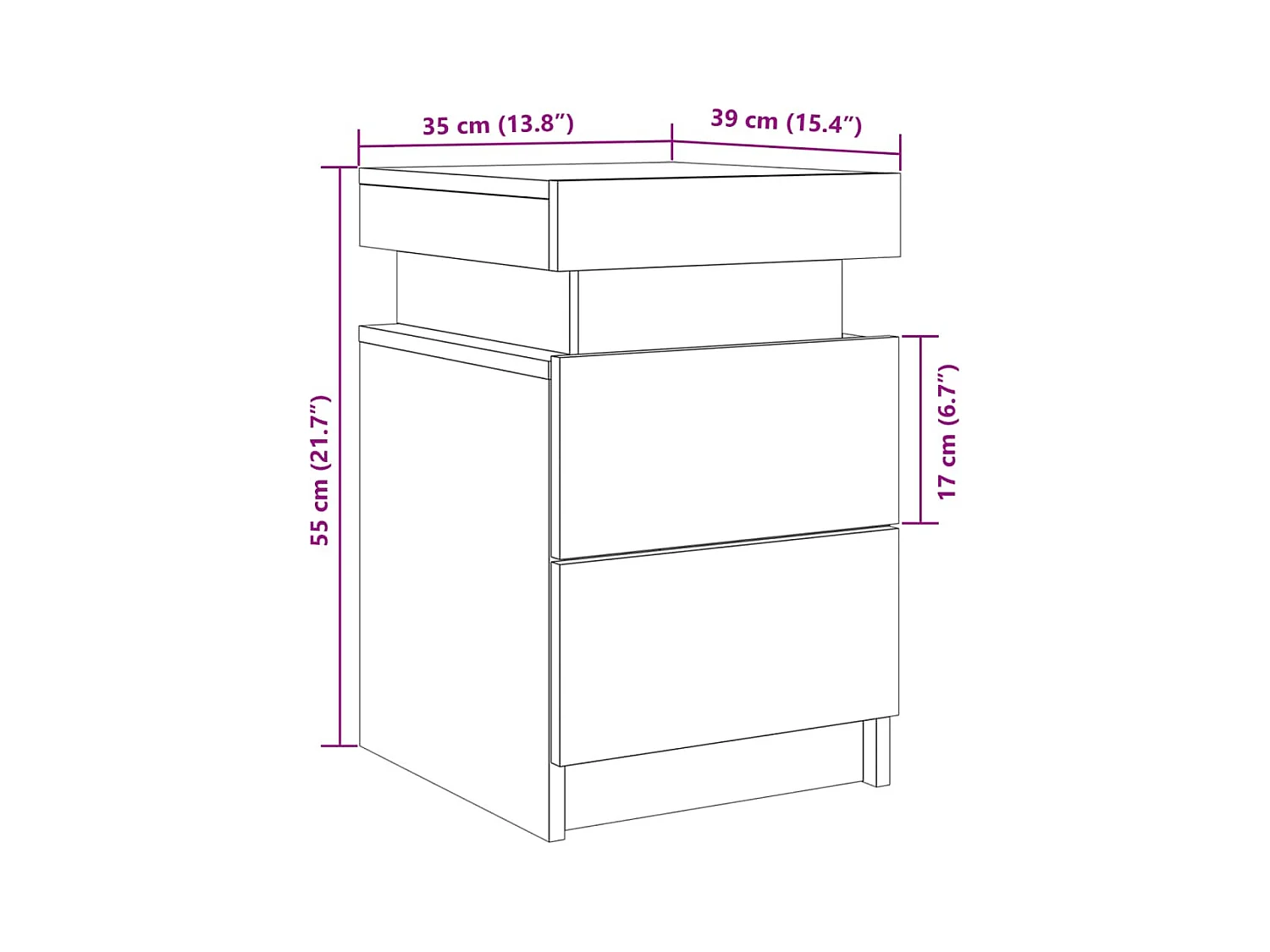 Tables de chevet avec LED 2 pcs vieux bois bois d'ingénierie