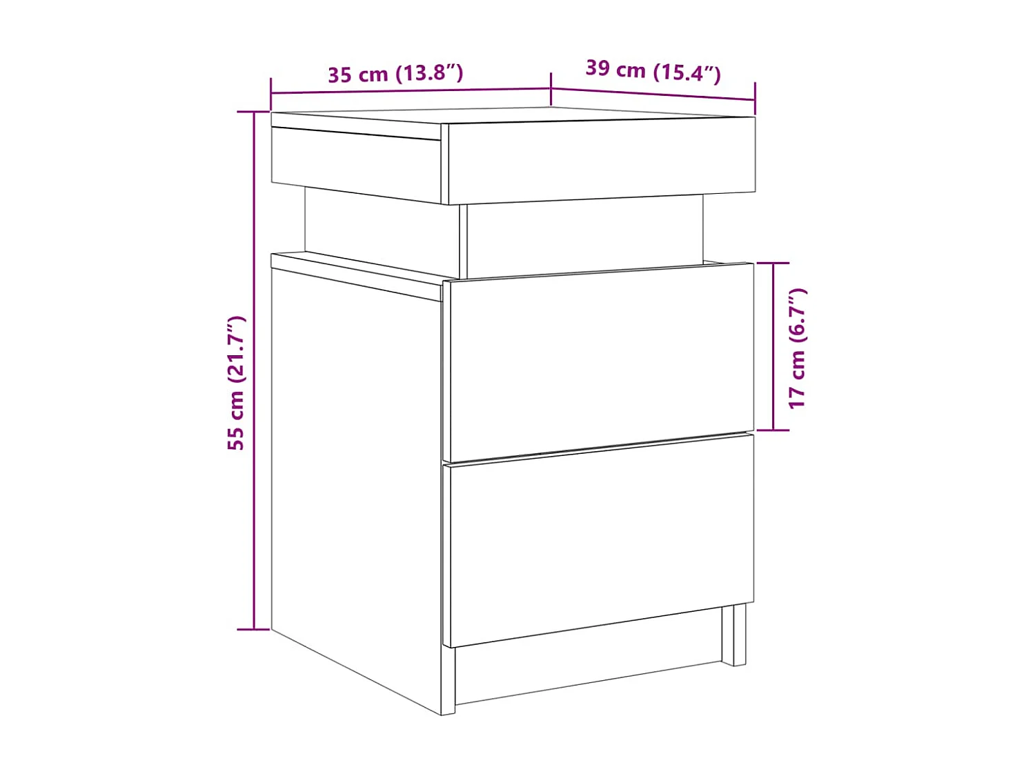 Tables de chevet avec LED 2 pcs vieux bois bois d'ingénierie