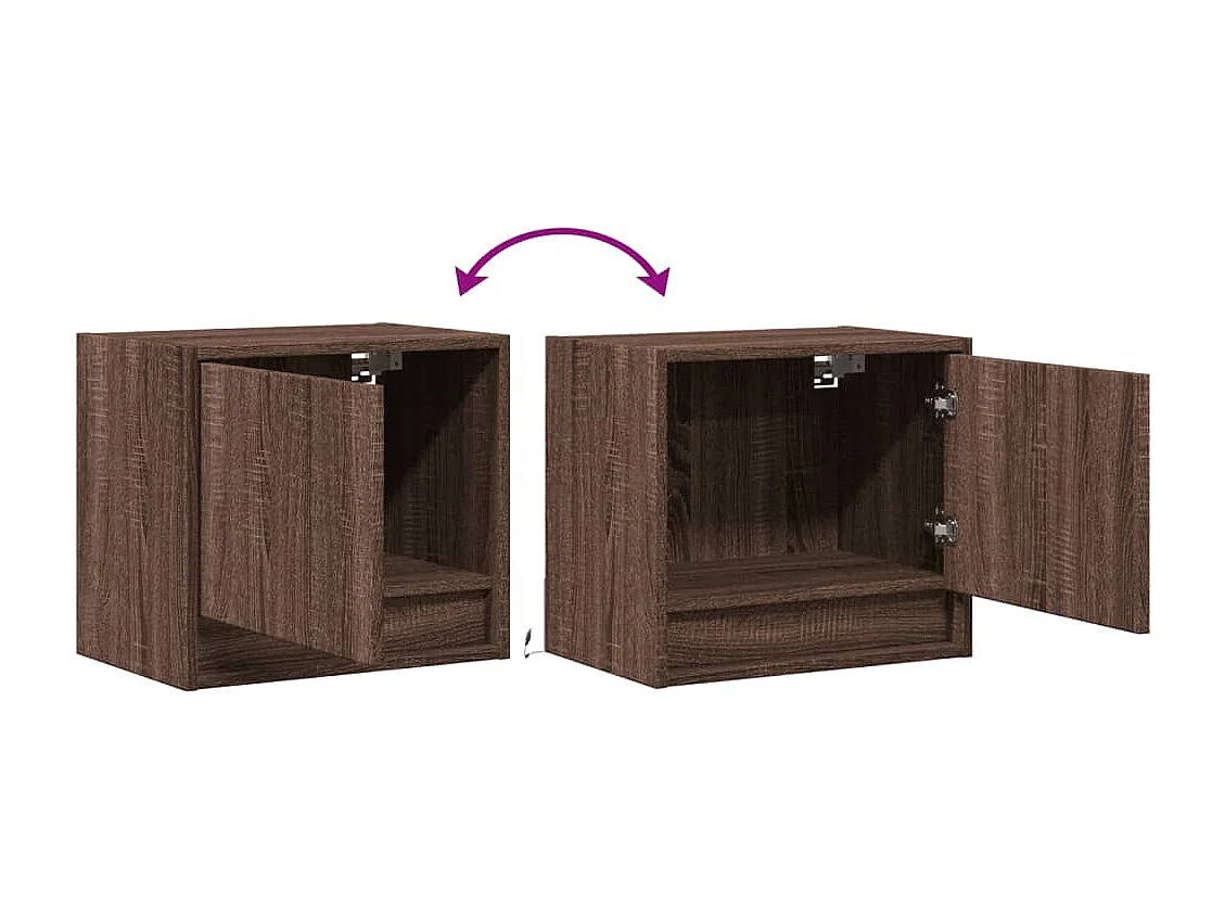 Table de chevet murale avec lumières LED chêne marron