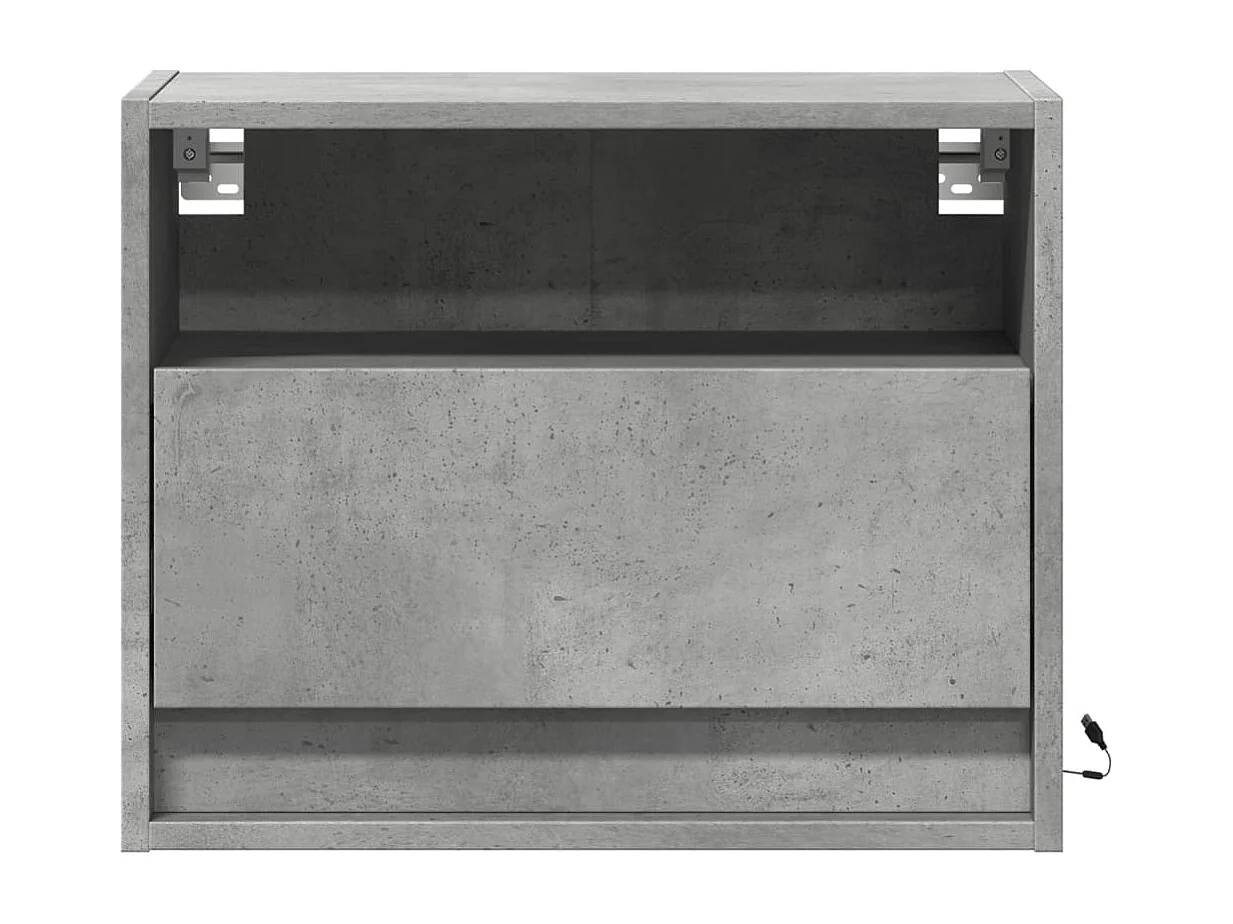 Comodino a Parete con Luci LED Grigio Cemento