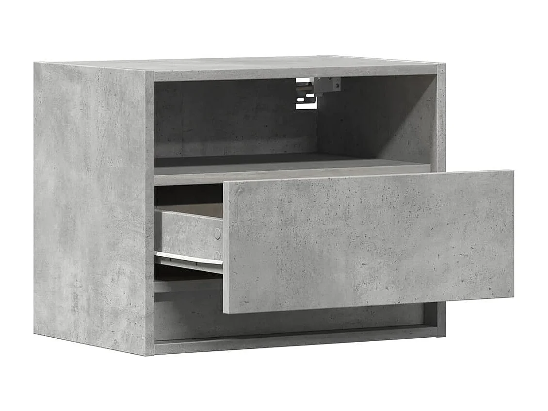 Comodino a Parete con Luci LED Grigio Cemento