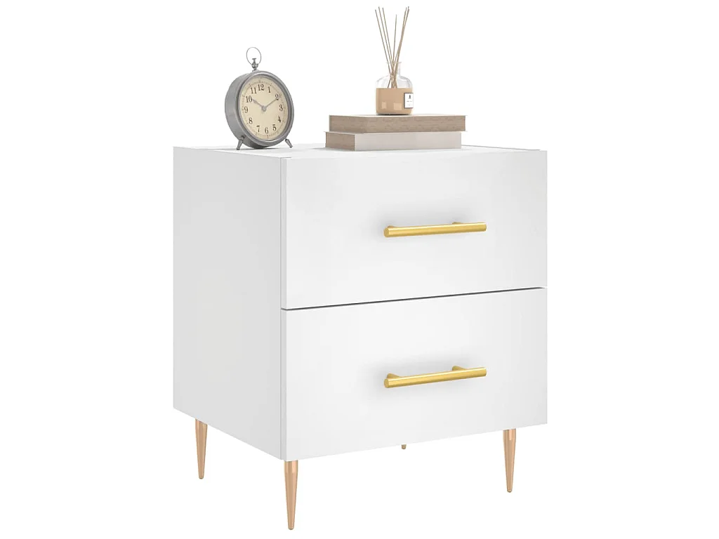 Table de chevet blanc 40x35x47,5 cm bois d’ingénierie