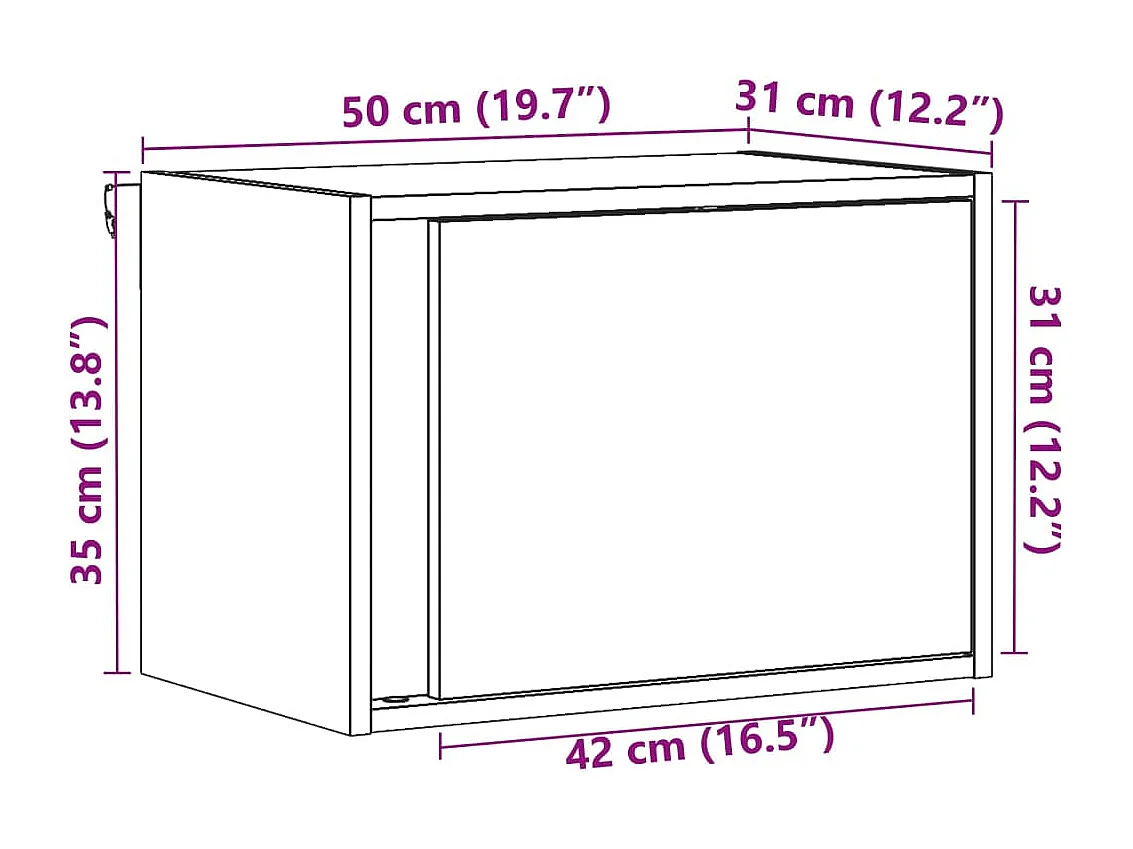 Table de chevet murale avec lumières LED sonoma gris
