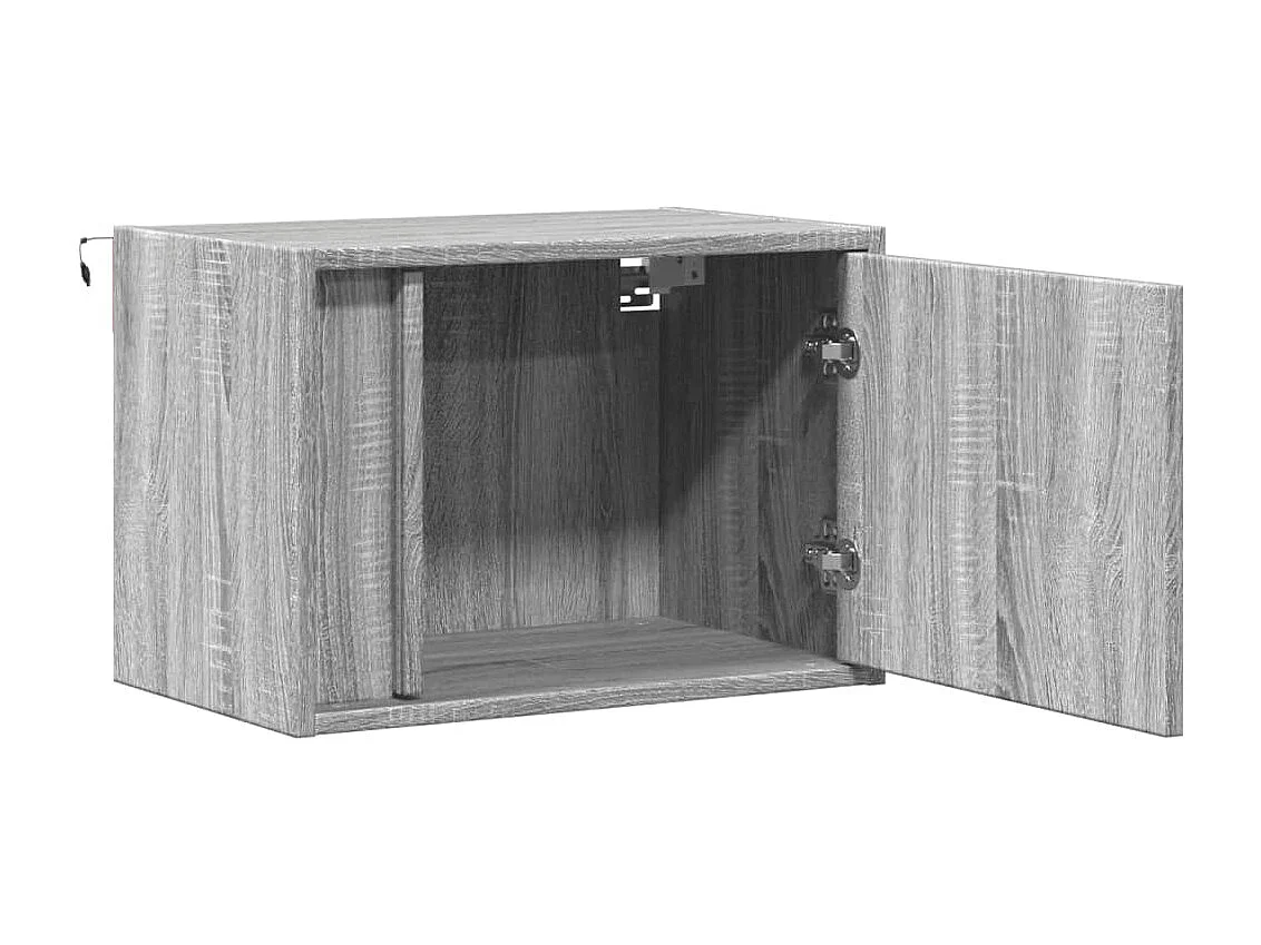 Table de chevet murale avec lumières LED sonoma gris