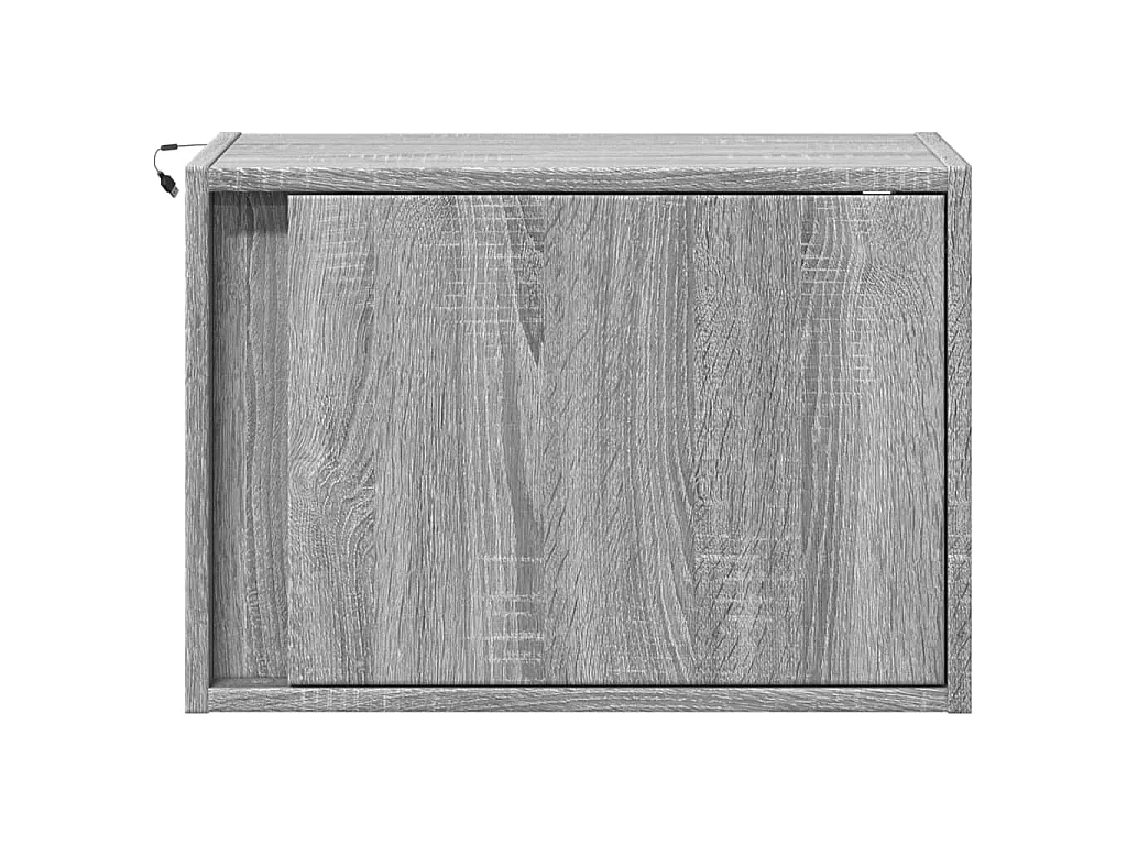 Comodino a Parete con luci LED Grigio Sonoma