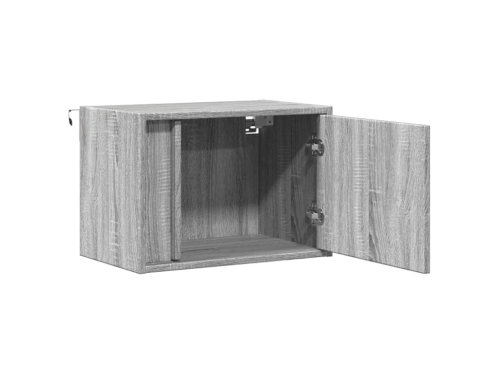 Comodino a Parete con luci LED Grigio Sonoma