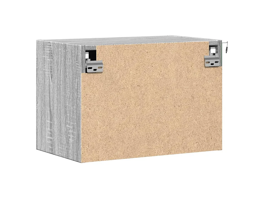 Comodino a Parete con luci LED Grigio Sonoma