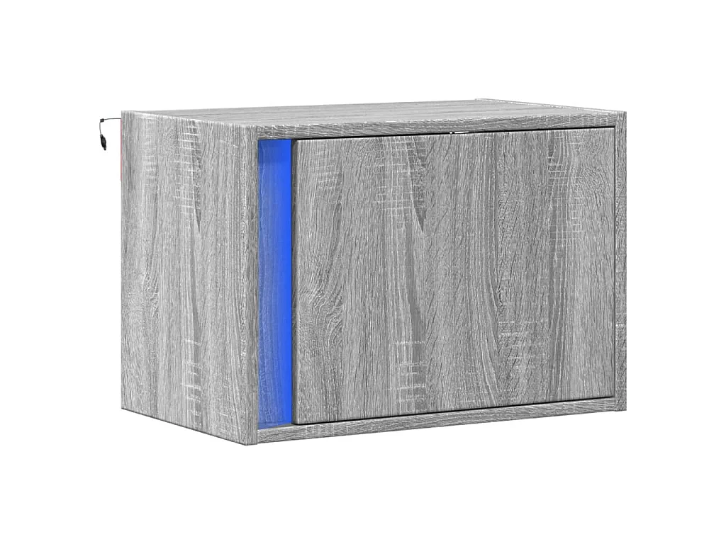 Table de chevet murale avec lumières LED sonoma gris