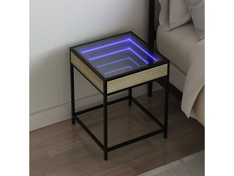 Mesa de cabeceira c/ LED Infinity 40x40x51 cm carvalho sonoma