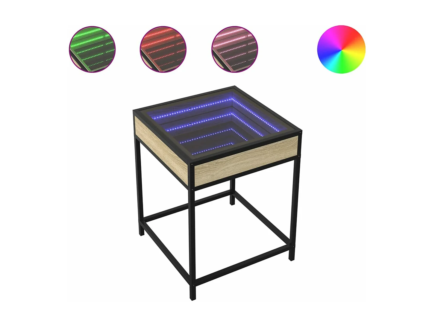 Table de chevet avec LED infini chêne sonoma 40x40x51 cm