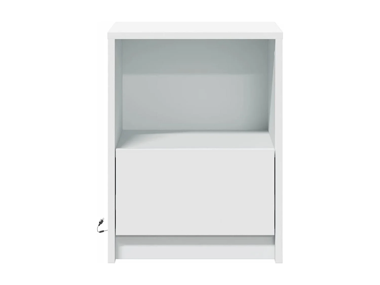 Armoires de chevet et lumières LED 2pcs blanc bois d'ingénierie