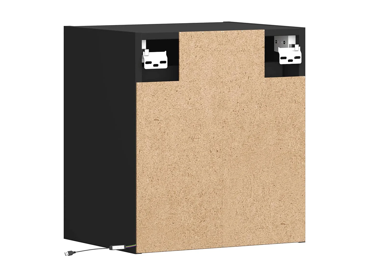 Tables de chevet murales avec lumières LED 2 pcs noir