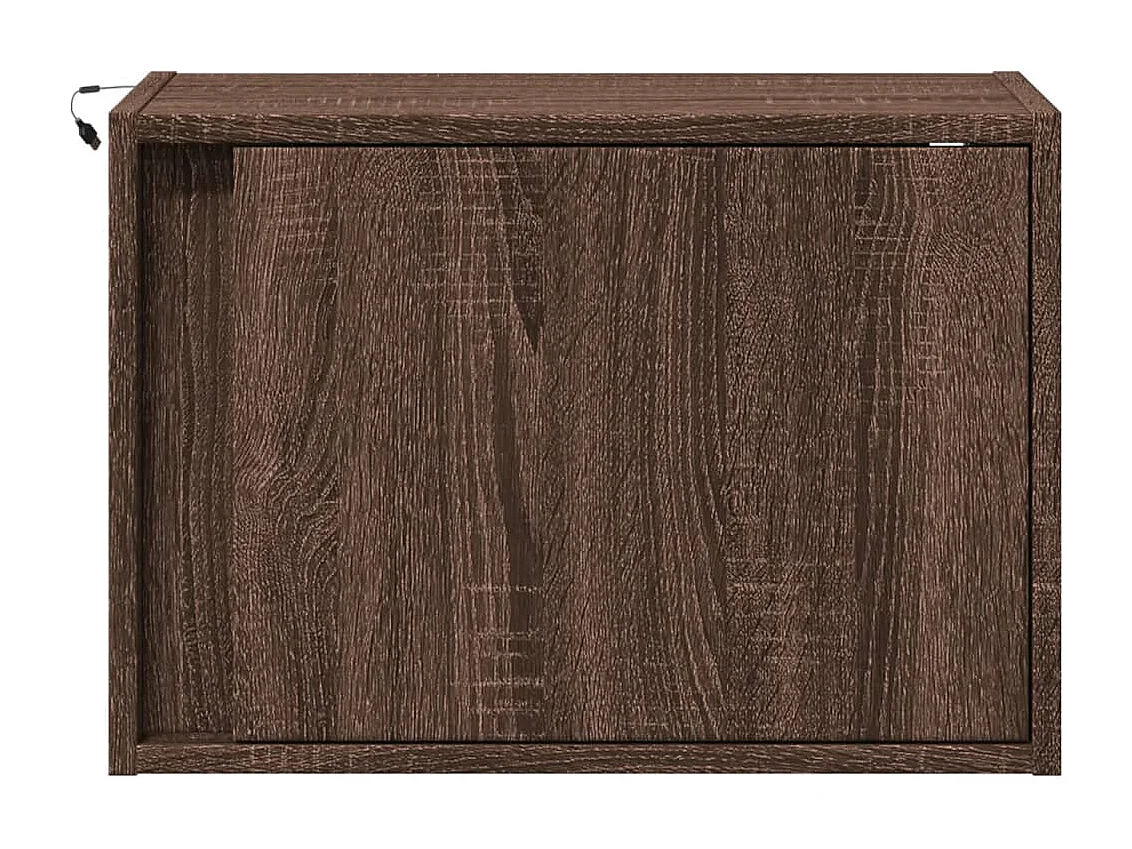 Table de chevet murale avec lumières LED chêne marron