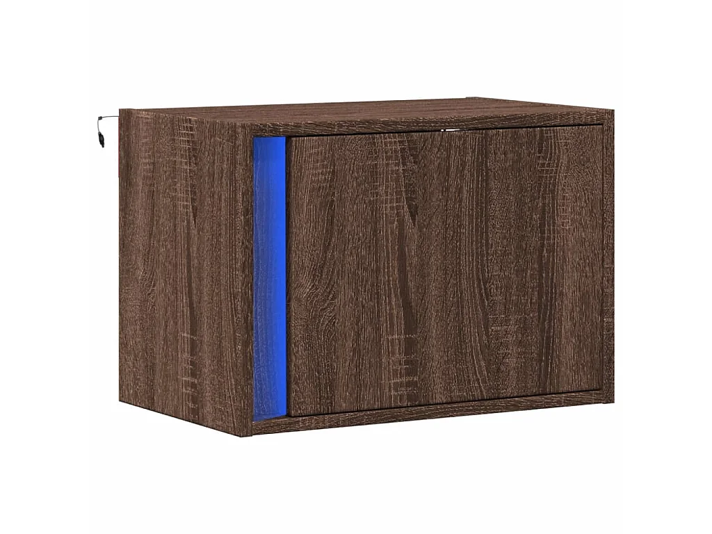 Nachtkastje met LED's wandgemonteerd bruin eikenkleur