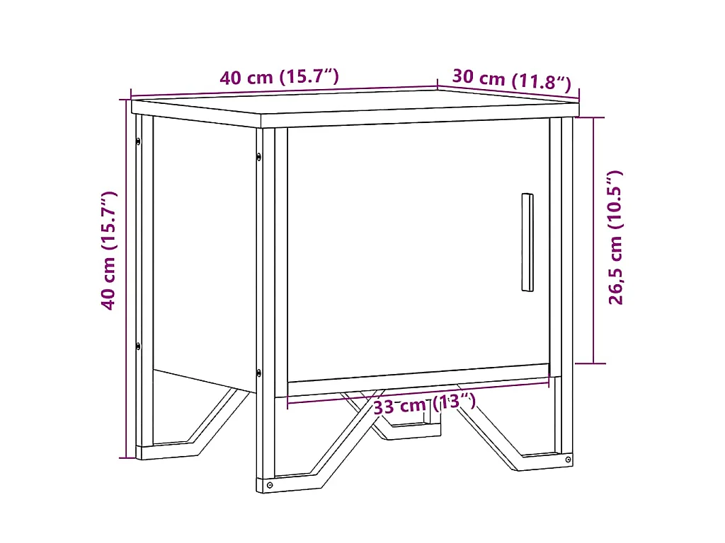 Comodino Nero 40x30x40 cm in Legno Multistrato