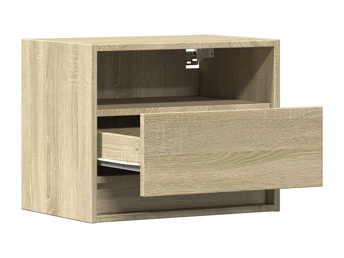 Table de chevet murale avec lumières LED chêne sonoma