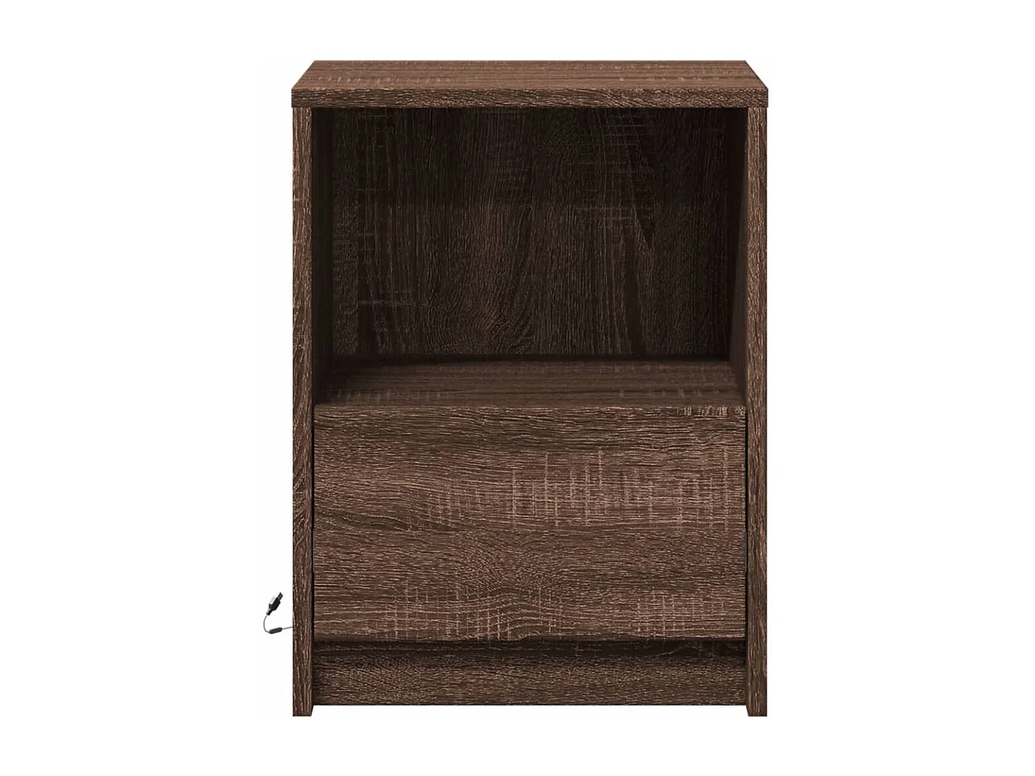 Armoire de chevet et lumières LED chêne marron bois ingénierie