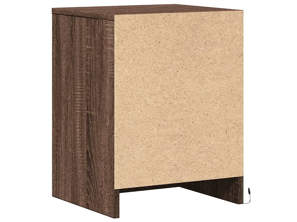 Comodino con Luci LED Rovere Marrone in Legno Multistrato