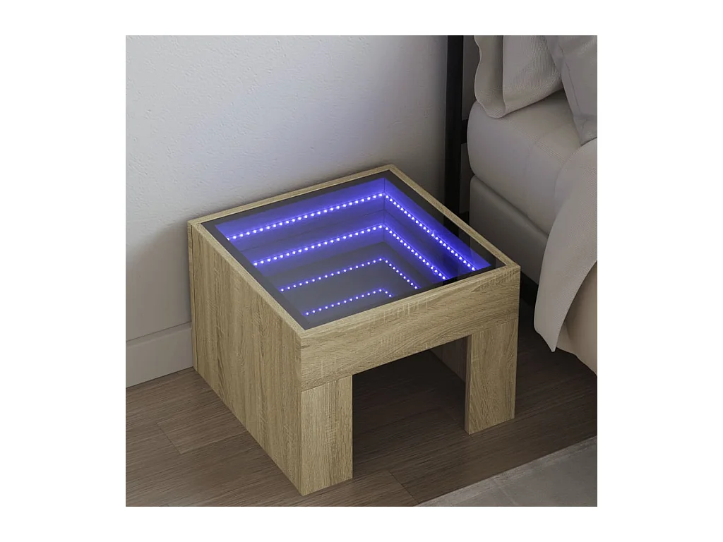 Table de chevet avec LED infini chêne sonoma 40x40x30 cm