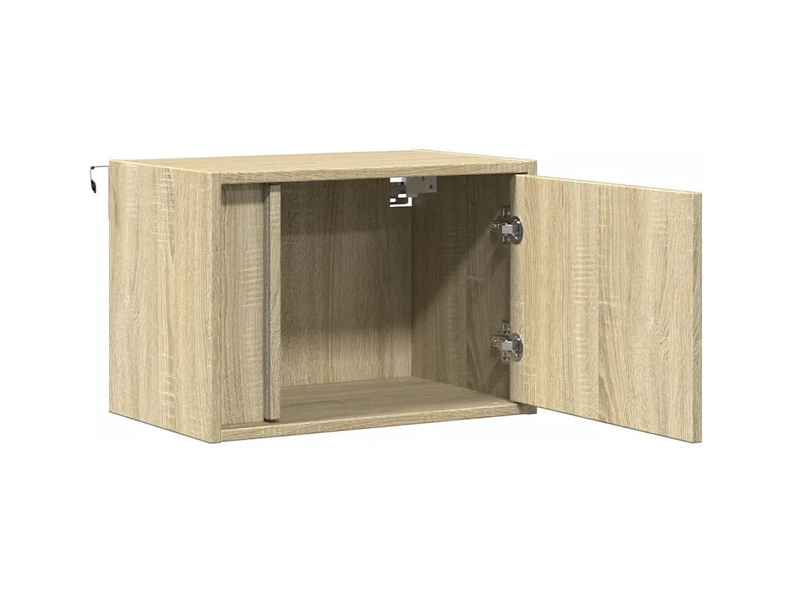 Table de chevet murale avec lumières LED chêne sonoma