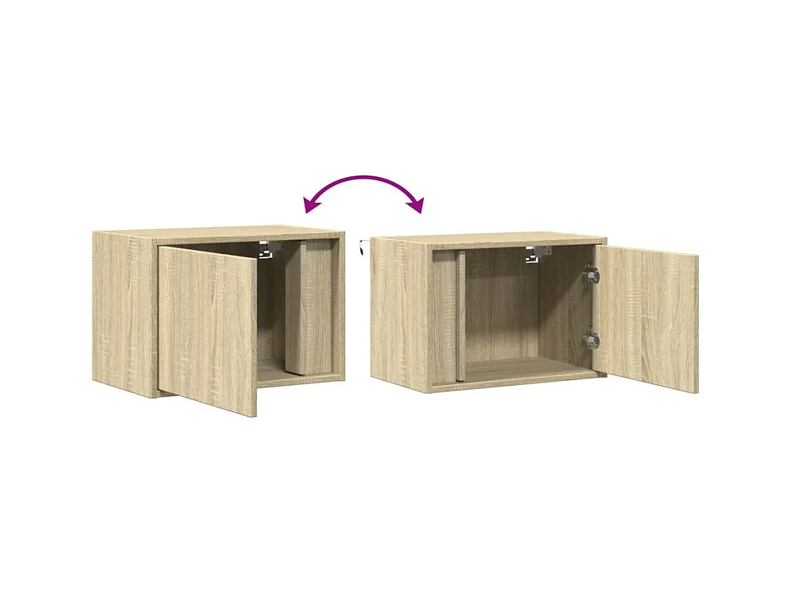 Table de chevet murale avec lumières LED chêne sonoma