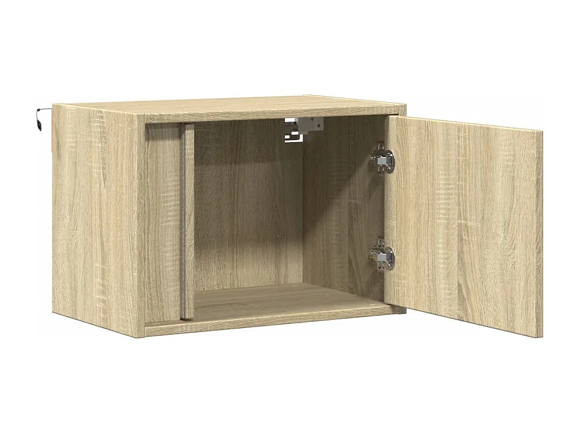 Table de chevet murale avec lumières LED chêne sonoma
