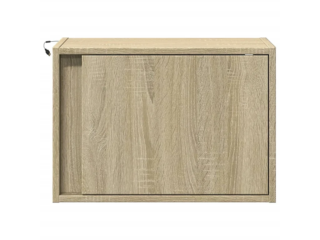 Table de chevet murale avec lumières LED chêne sonoma
