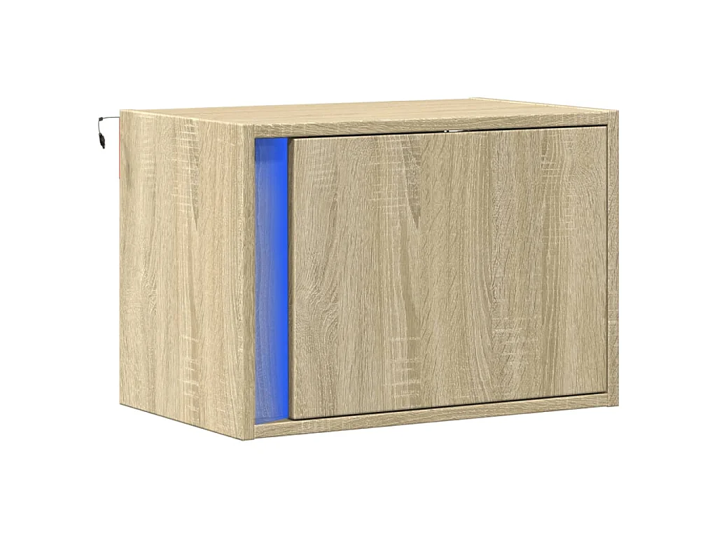 Table de chevet murale avec lumières LED chêne sonoma
