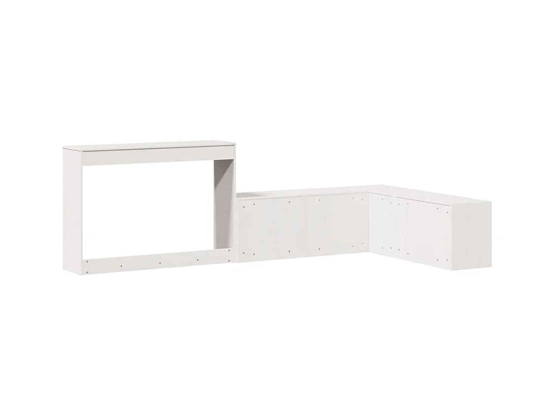 Nachttisch mit Schreibtisch Weiß 222x107x75 cm Massivholz