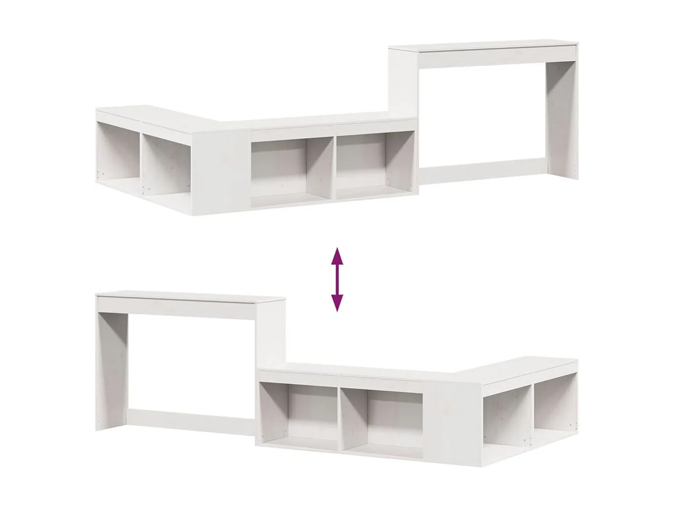 Nachttisch mit Schreibtisch Weiß 222x107x75 cm Massivholz