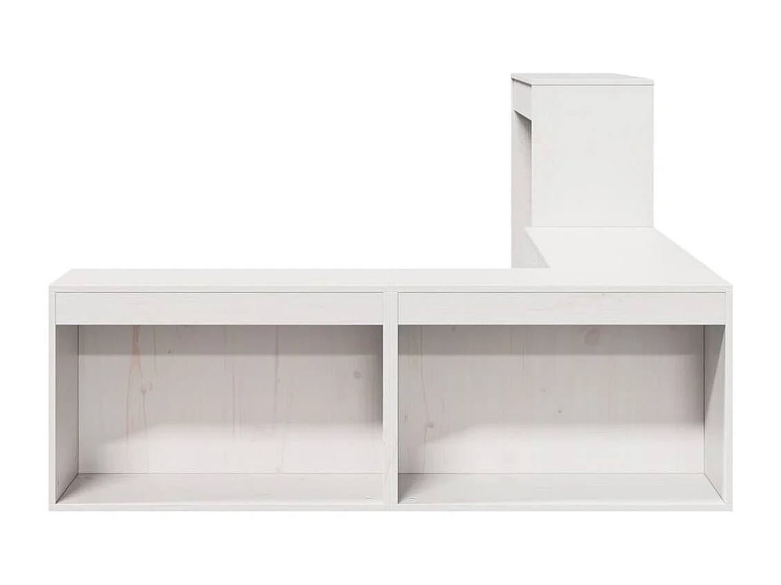 Nachtkastje met bureau 222x107x75 cm massief grenenhout wit