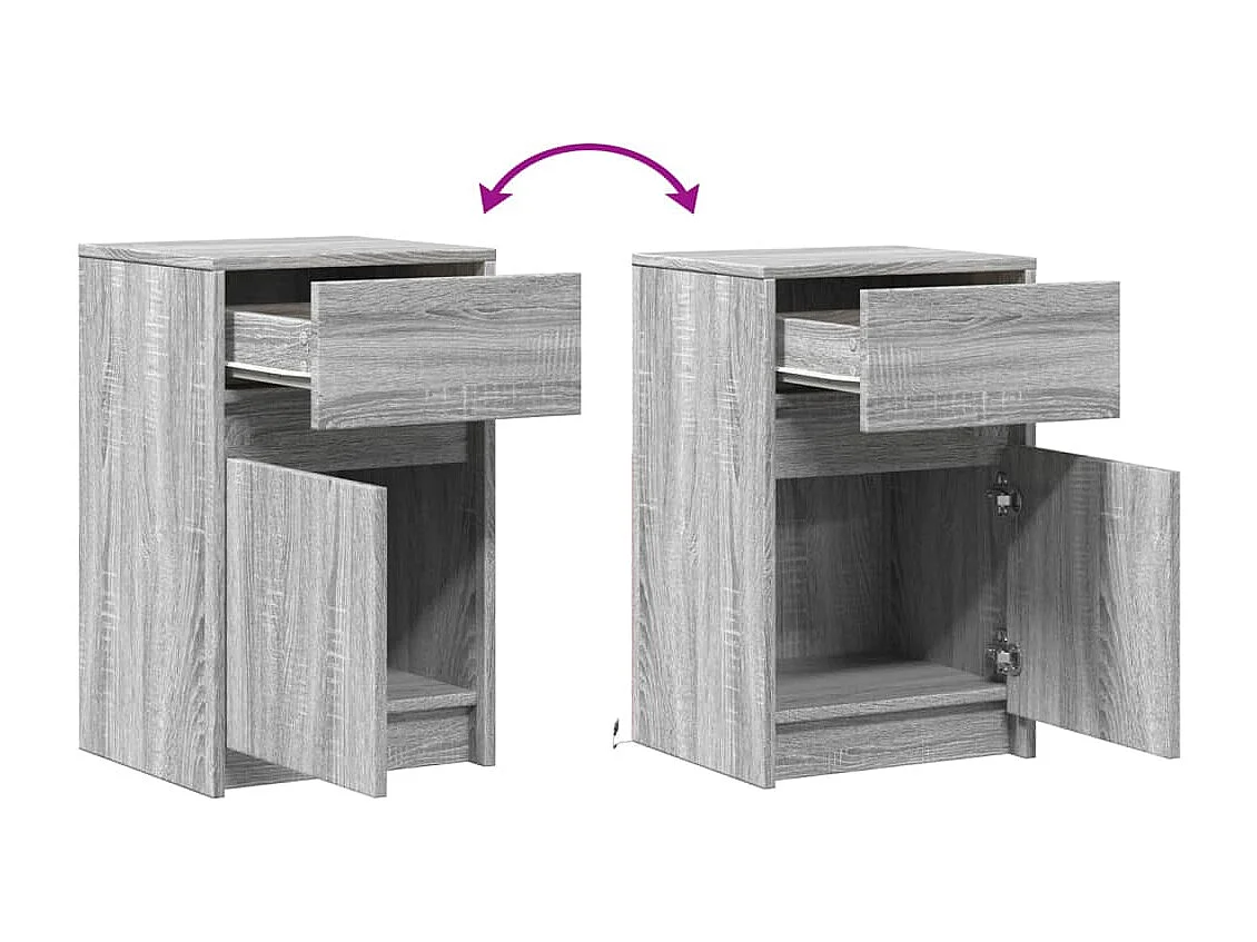 Mesa cabeceira c/ luzes LED derivados madeira cinzento sonoma