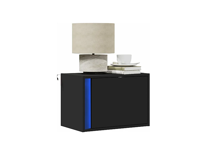 Wand-Nachttisch mit LED-Leuchten Schwarz