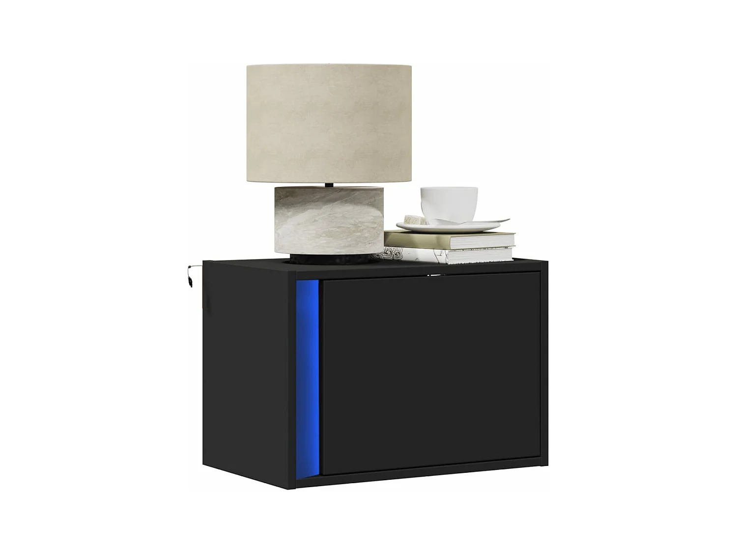 Table de chevet murale avec lumières LED noir