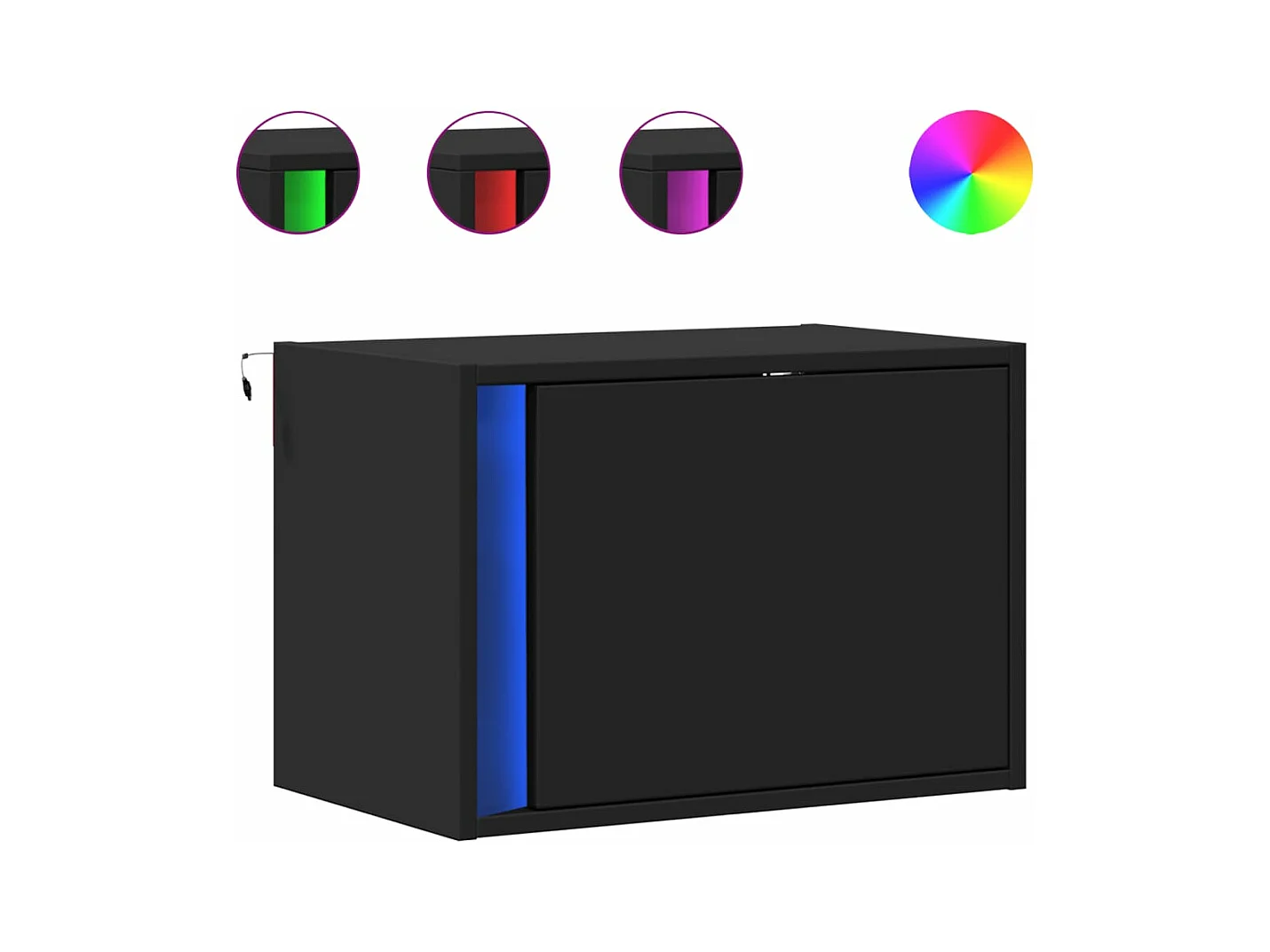 Table de chevet murale avec lumières LED noir