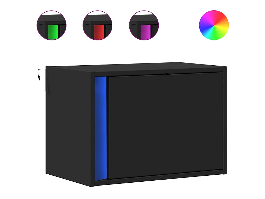 Wand-Nachttisch mit LED-Leuchten Schwarz