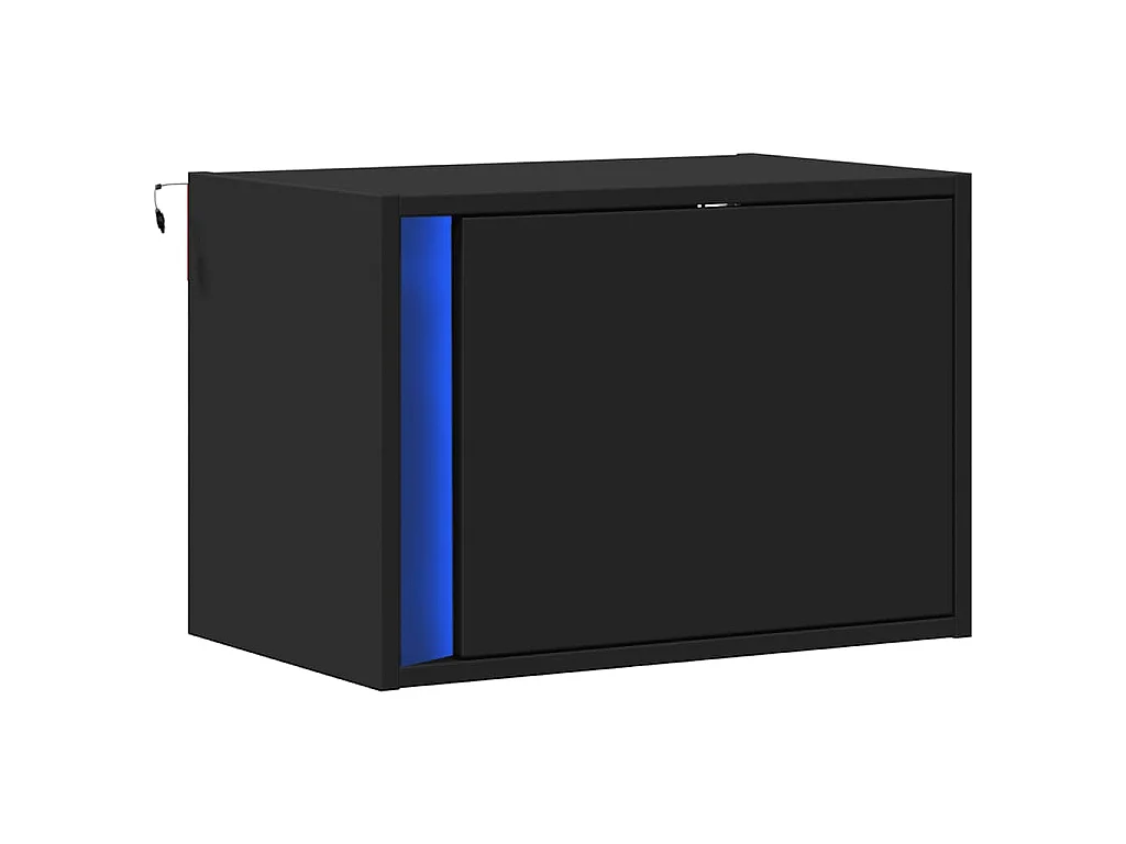 Table de chevet murale avec lumières LED noir