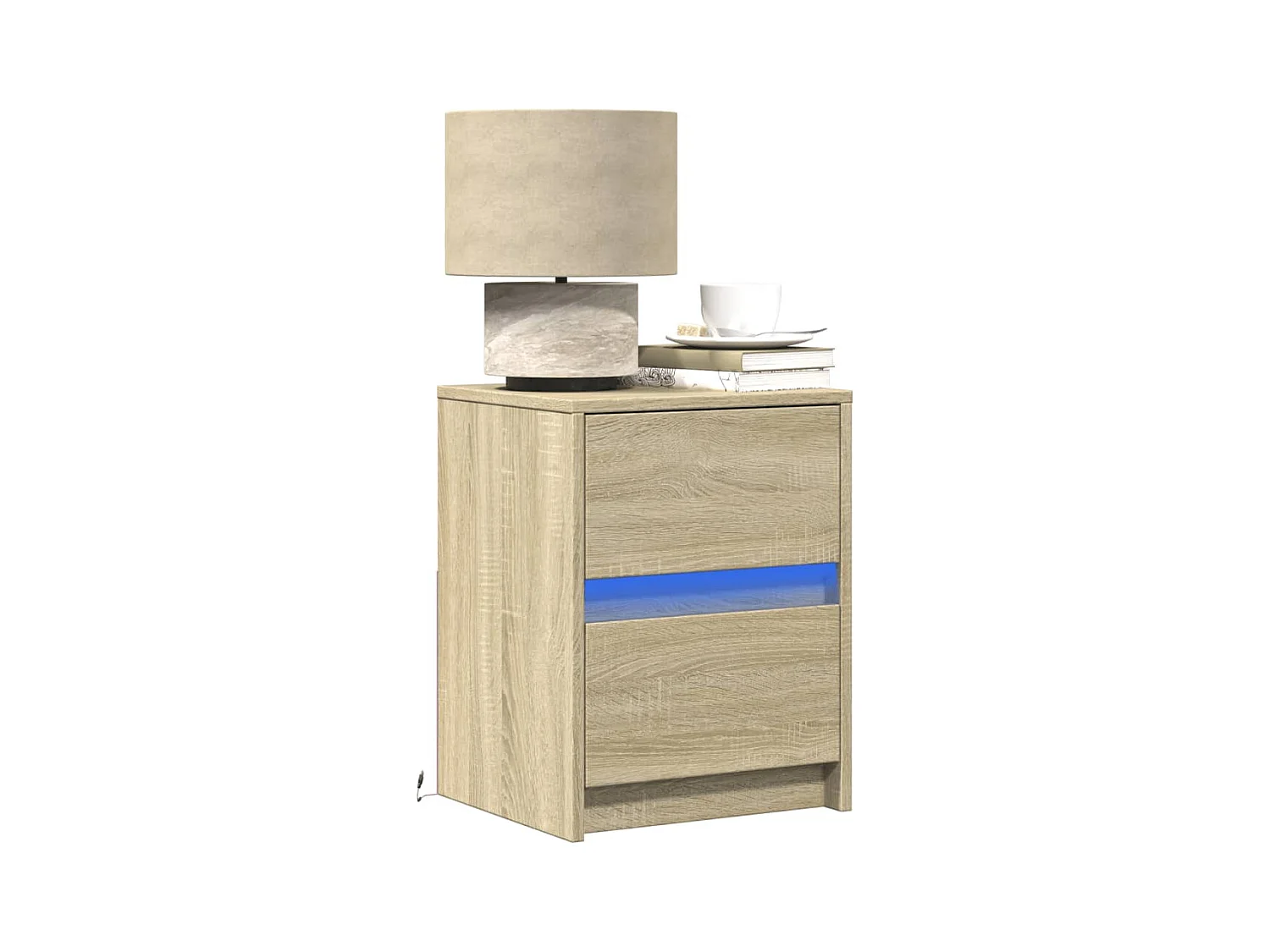 Armoires de chevet et lumières LED 2 pcs chêne sonoma