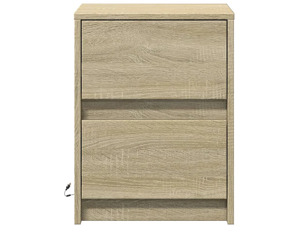Armoires de chevet et lumières LED 2 pcs chêne sonoma