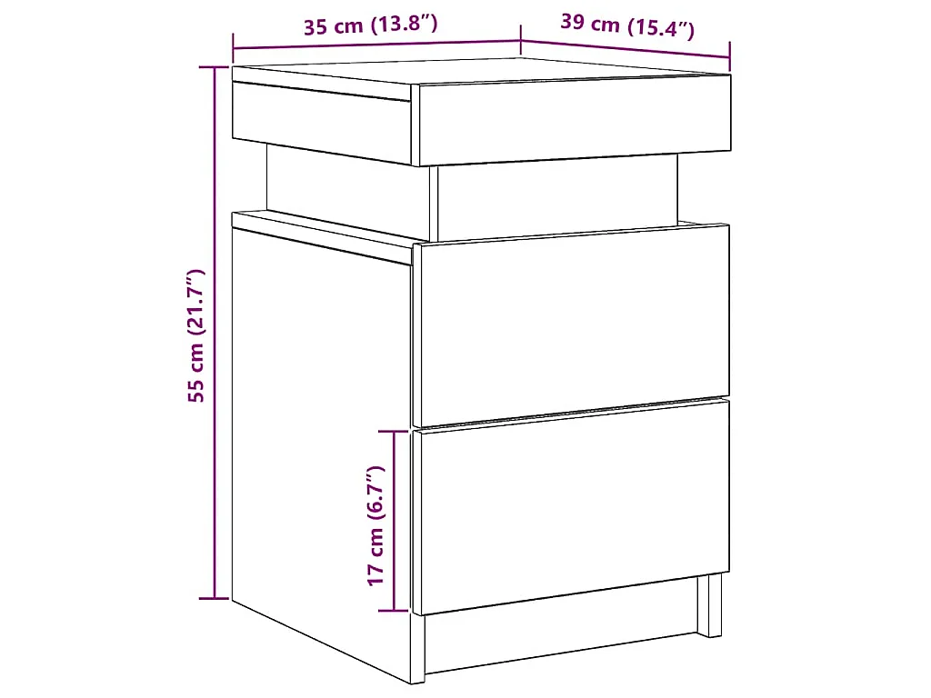 Tables de chevet avec LED 2 pcs chêne artisanal bois ingénierie