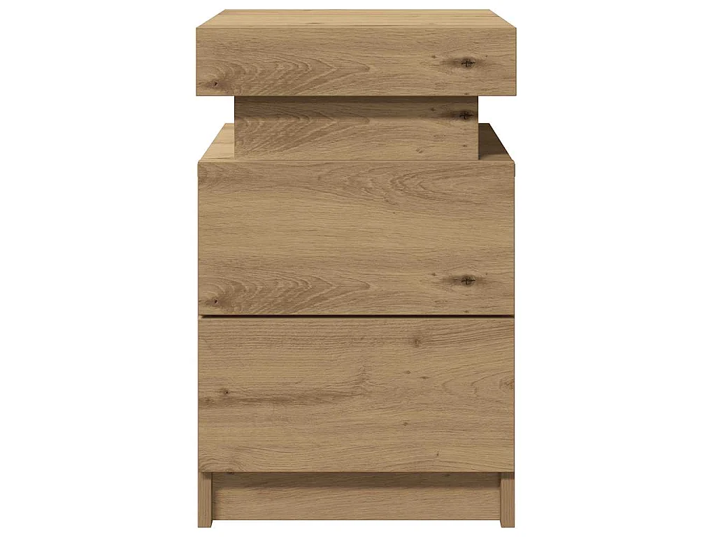 Tables de chevet avec LED 2 pcs chêne artisanal bois ingénierie