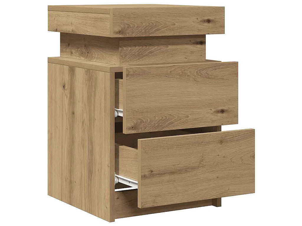 Tables de chevet avec LED 2 pcs chêne artisanal bois ingénierie