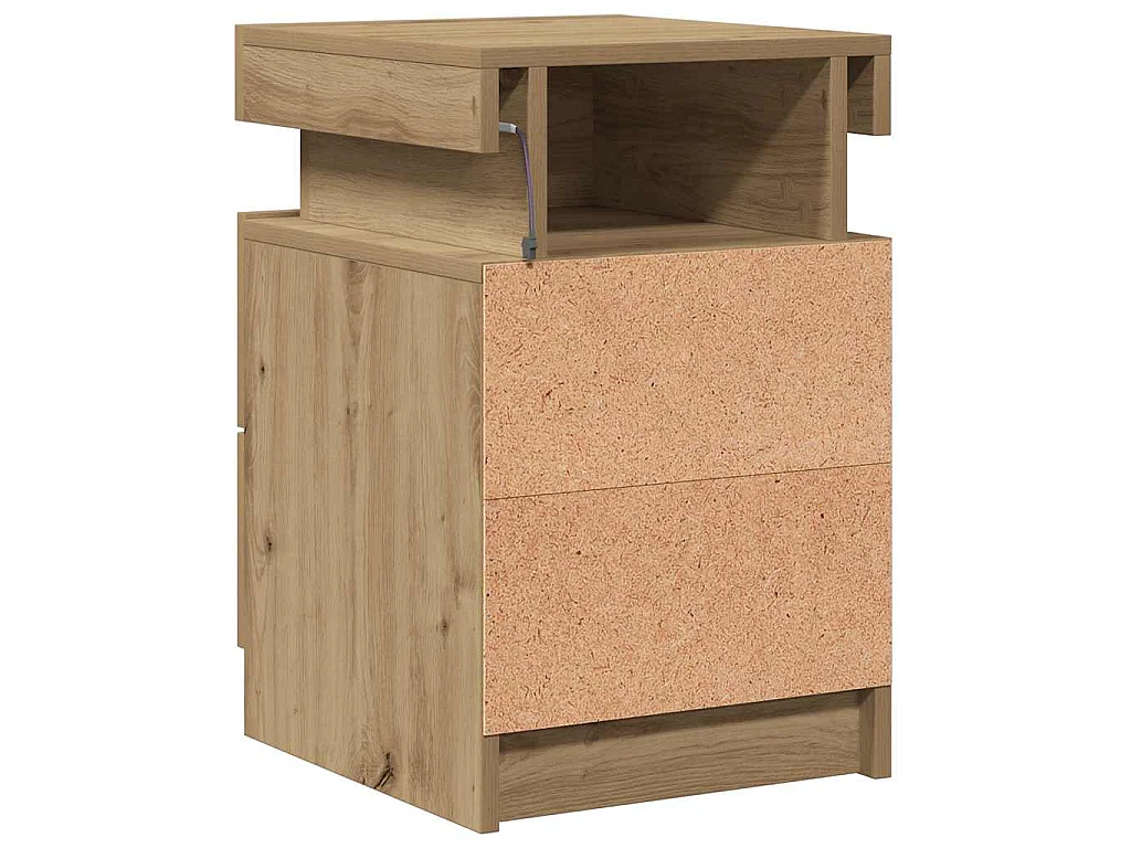 Tables de chevet avec LED 2 pcs chêne artisanal bois ingénierie
