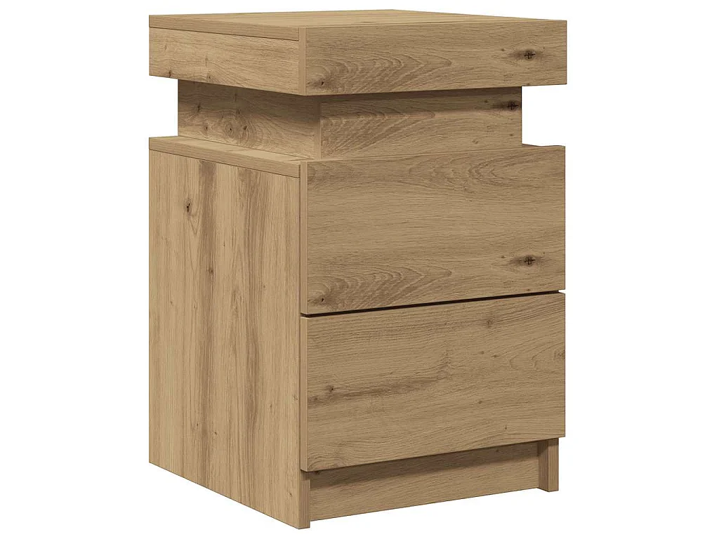 Tables de chevet avec LED 2 pcs chêne artisanal bois ingénierie