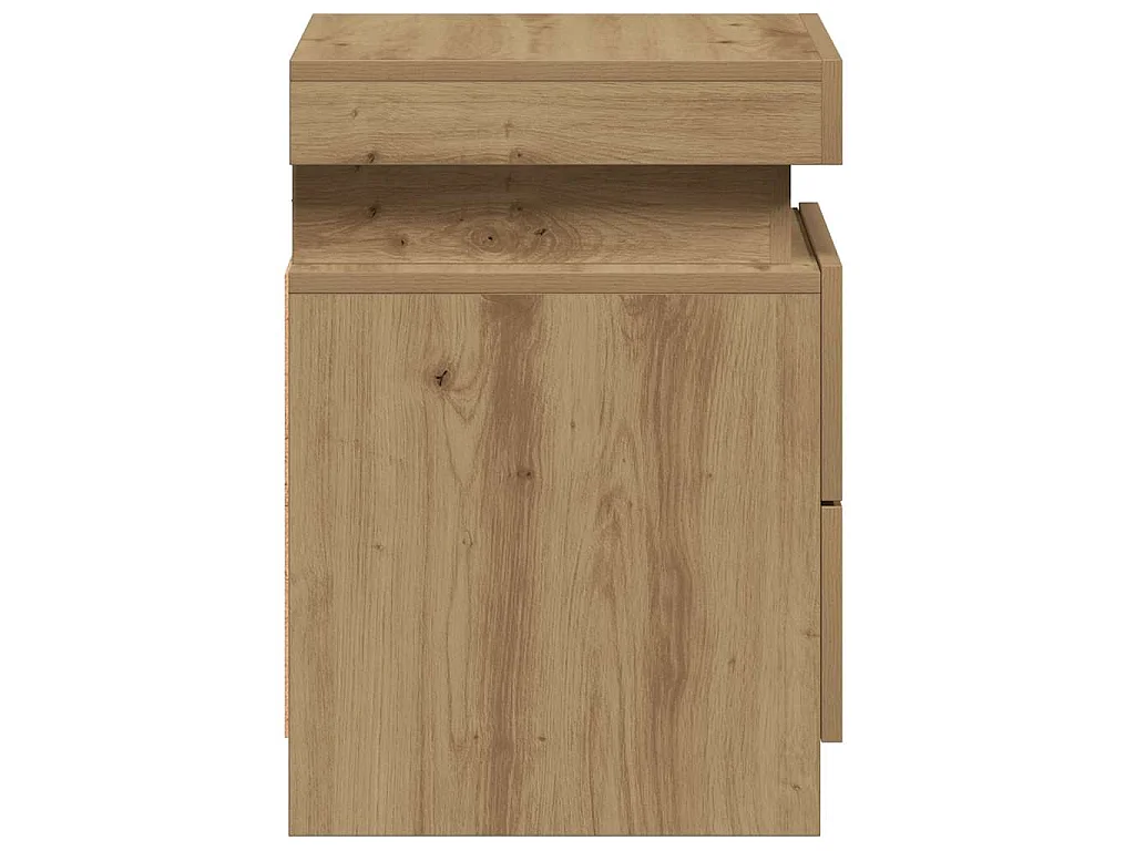 Tables de chevet avec LED 2 pcs chêne artisanal bois ingénierie
