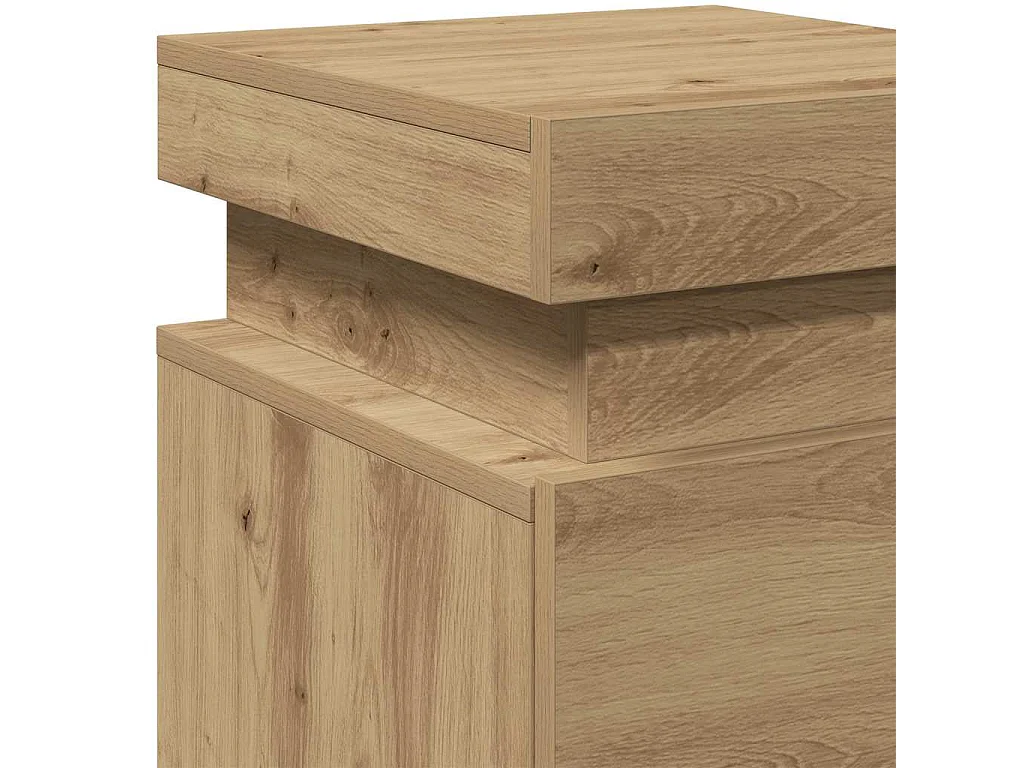 Tables de chevet avec LED 2 pcs chêne artisanal bois ingénierie