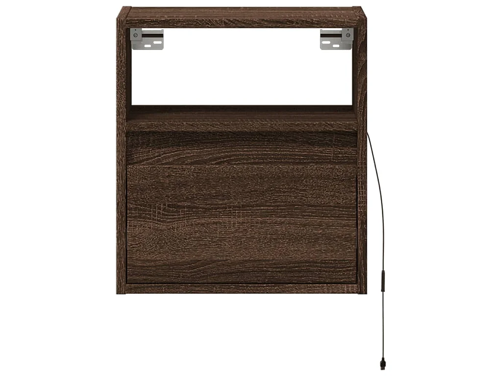 Comodino a Parete con luci LED Rovere Marrone