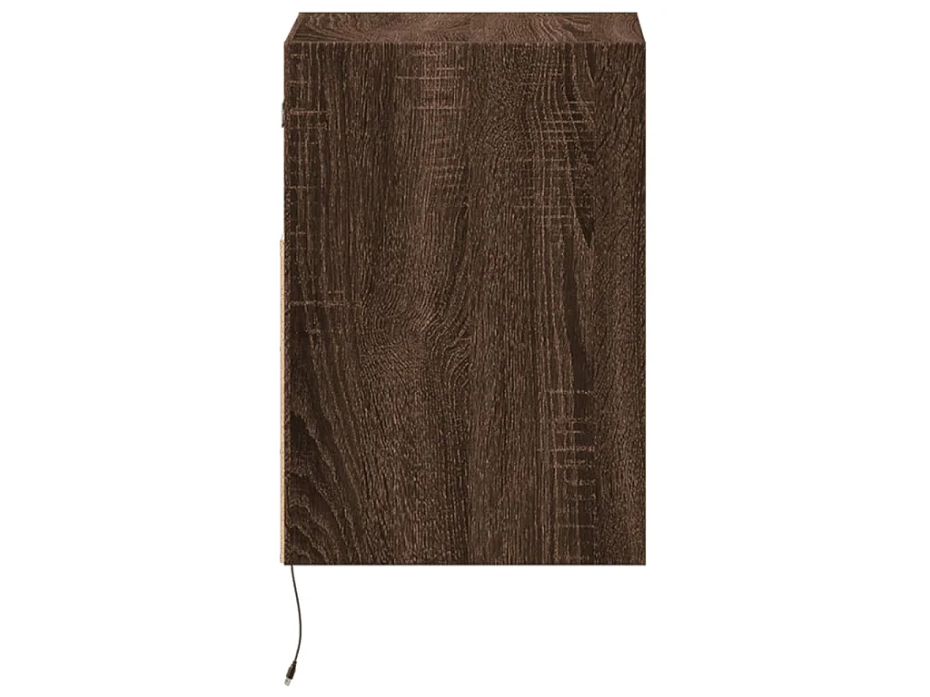 Comodino a Parete con luci LED Rovere Marrone