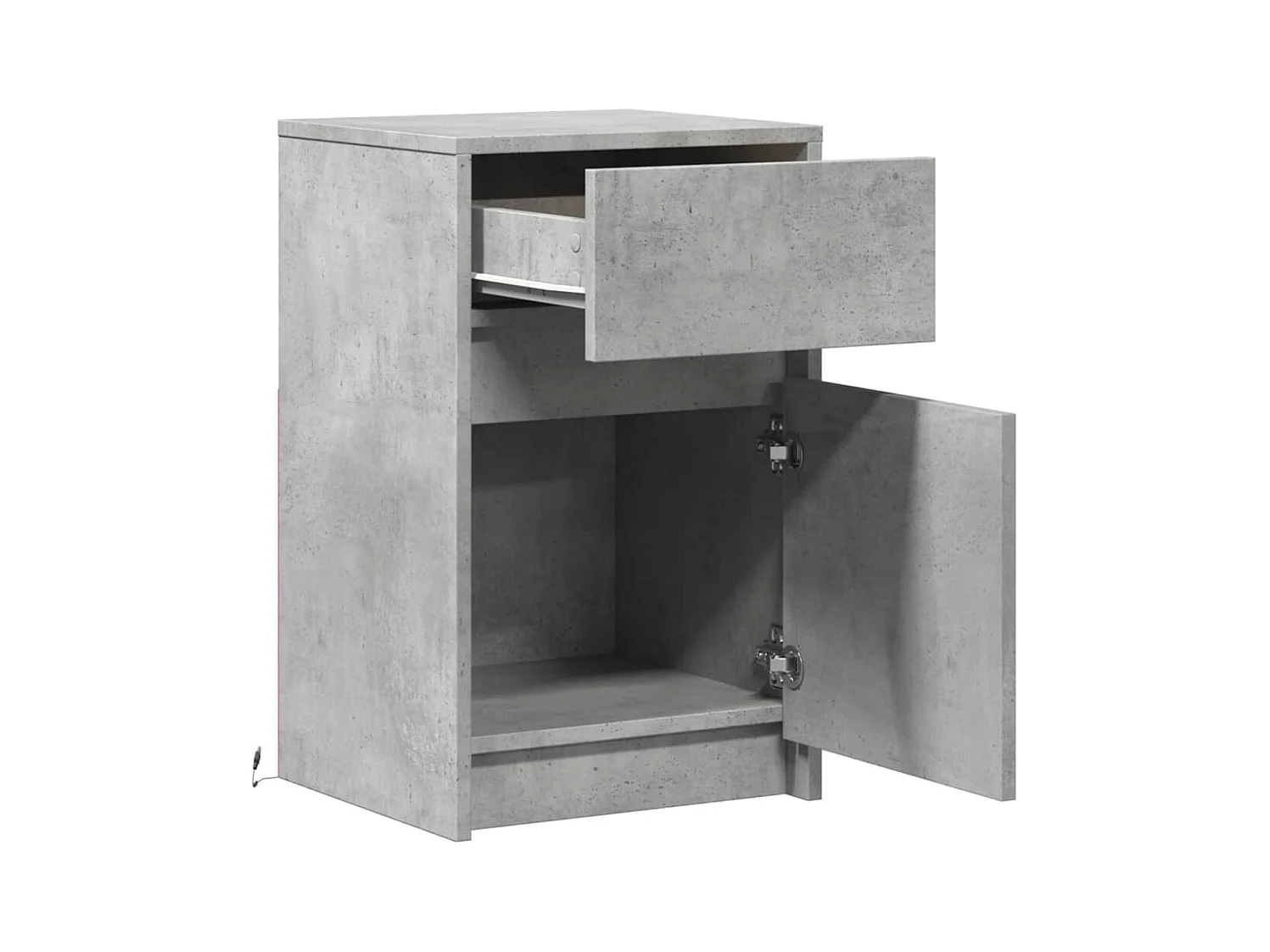 Armoires de chevet et lumières LED 2 pcs gris béton