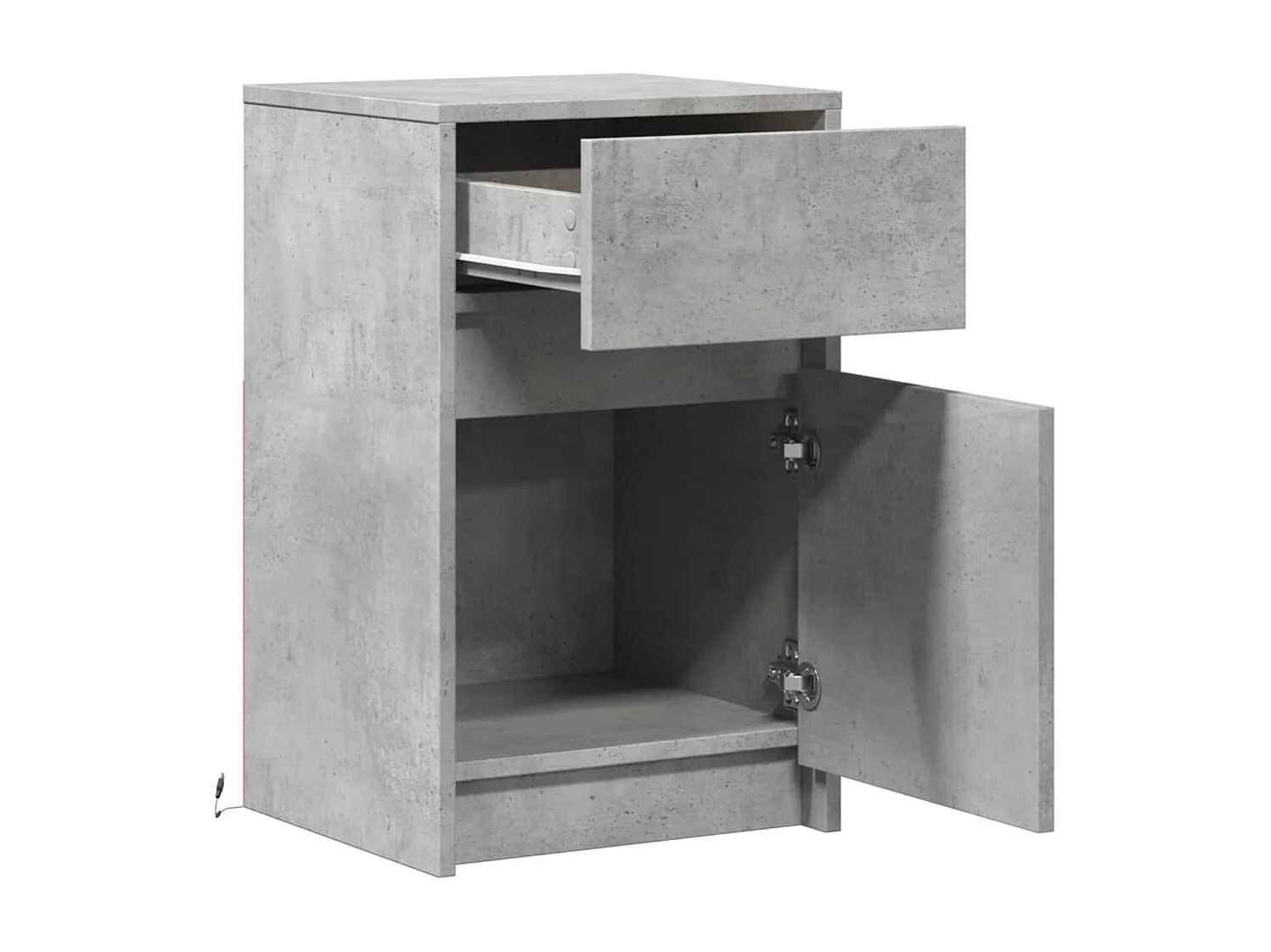 Armoires de chevet et lumières LED 2 pcs gris béton